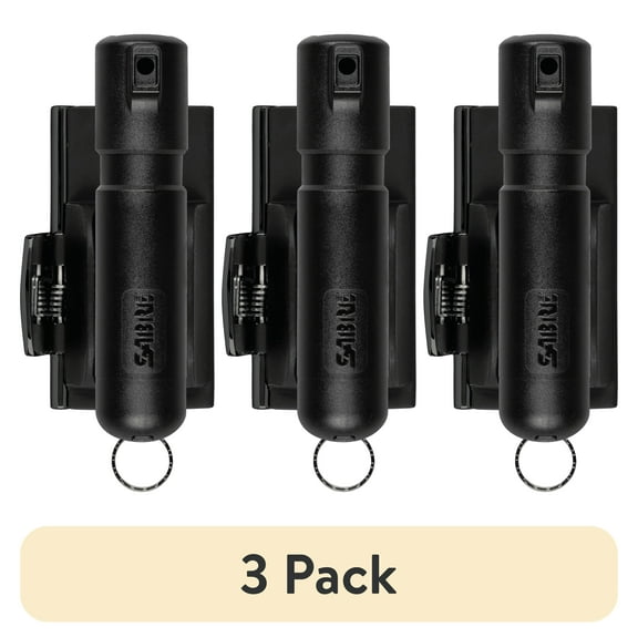 (3 pack) SABRE Mighty Discreet Pepper Spray with Swift Clip, Black, 1 Ct, New, Pocket Pepper Sprays