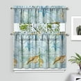 thumbnail image 2 of Kitchen Curtains 36 Inch Short - 3 Panel Set, Nautical Starfish Beach Seashell Mermaid Theme, Rod Pocket Window Curtain for Tropical Farmhouse, Easy Wash, 2 of 6