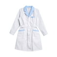 thumbnail image 4 of TiaoBug Women's Nurse Dress Cosplay Uniform Lab Coat Doctor Medical Outerwear White Peaked Lapel M, 4 of 7