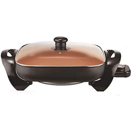 

Electric Skillet With Glass Lid Non-Stick 12-Inch Copper