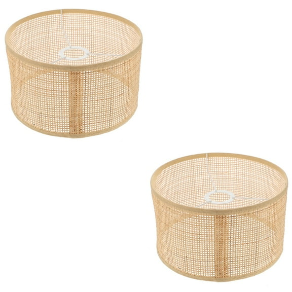 Set of 2 Lamp Cover Ornament Pastoral Hanging Shade Sconces Wall Lighting Rattan