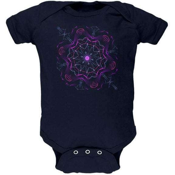 Steam Punk Gear Mandala Soft Baby One Piece Navy 18-24 M