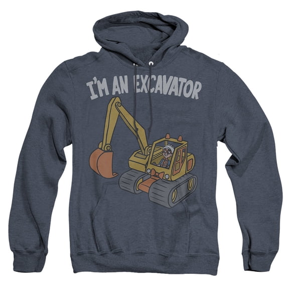 Blippi I'm an Excavator Unisex Adult Pull-Over Heather Hoodie, Navy Heather, Large
