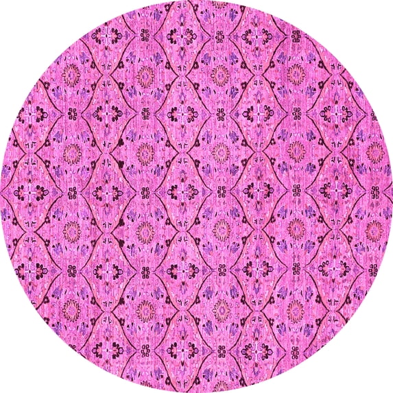 Ahgly Company Indoor Round Abstract Pink Modern Area Rugs, 6' Round