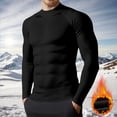 thumbnail image 2 of LIIPEE Men T Shirts Casual Long Sleeve High Neck Solid Color T Shirt Male Fitness Warm Lined Tee Tops Outdoor Training Comfortable Soft Breathable Daily Clothing,BK1,L, 2 of 5