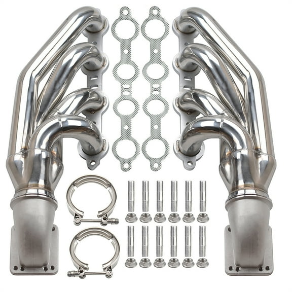 Panlongic Stainless Steel Turbo Exhaust Manifold&Headers For LS1 LS6 LSX GM V8 Elbows T3 T4 to 3.0" V Band