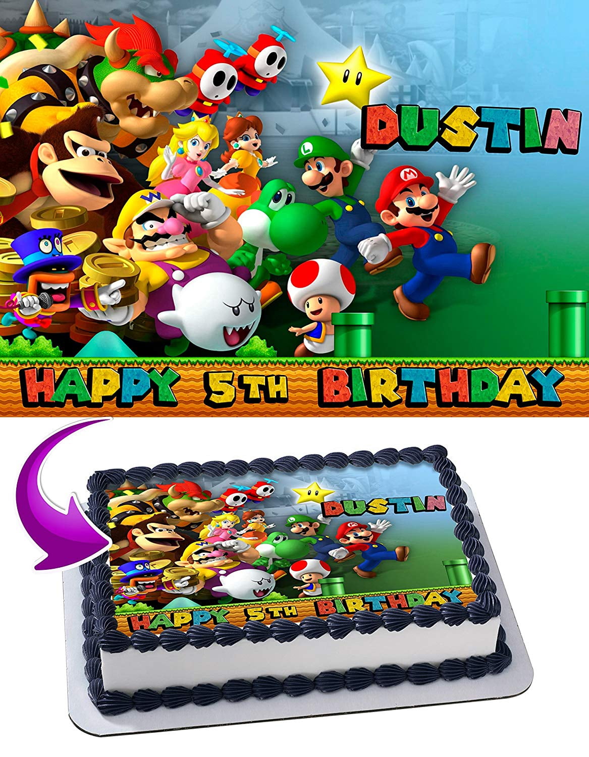 MARIO BROTHERS Edible Cake topper Party image 