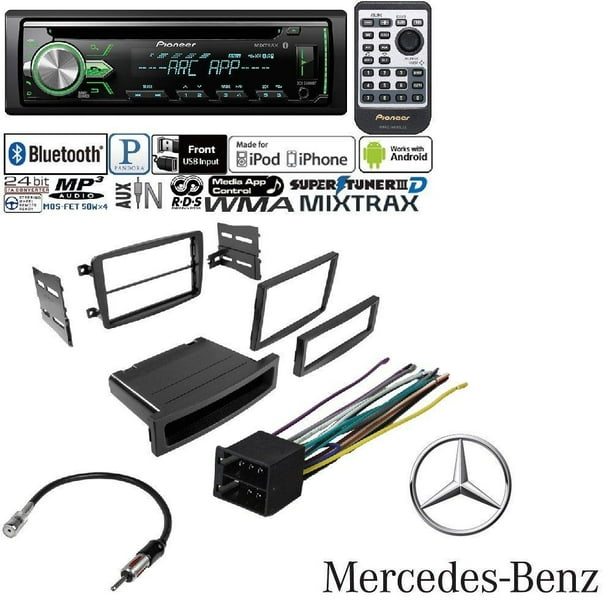 Pioneer Deh X4900bt Cd Mp3 Wma Player Bluetooth Mixtrax Iphone Mercedes Benz C Class 2001 2002 2003 2004 Car Stereo Radio Cd Player Receiver Install Mounting Kit Wire Harness Radio Antenna Walmart Com Walmart Com