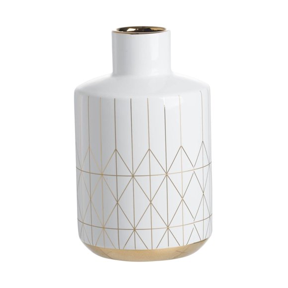 A&B Home 10" Vase - Gloss White, Gold