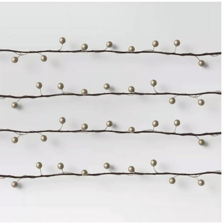 Holly Berry Garland with Gold LED Fairy Lights - Room Essentials