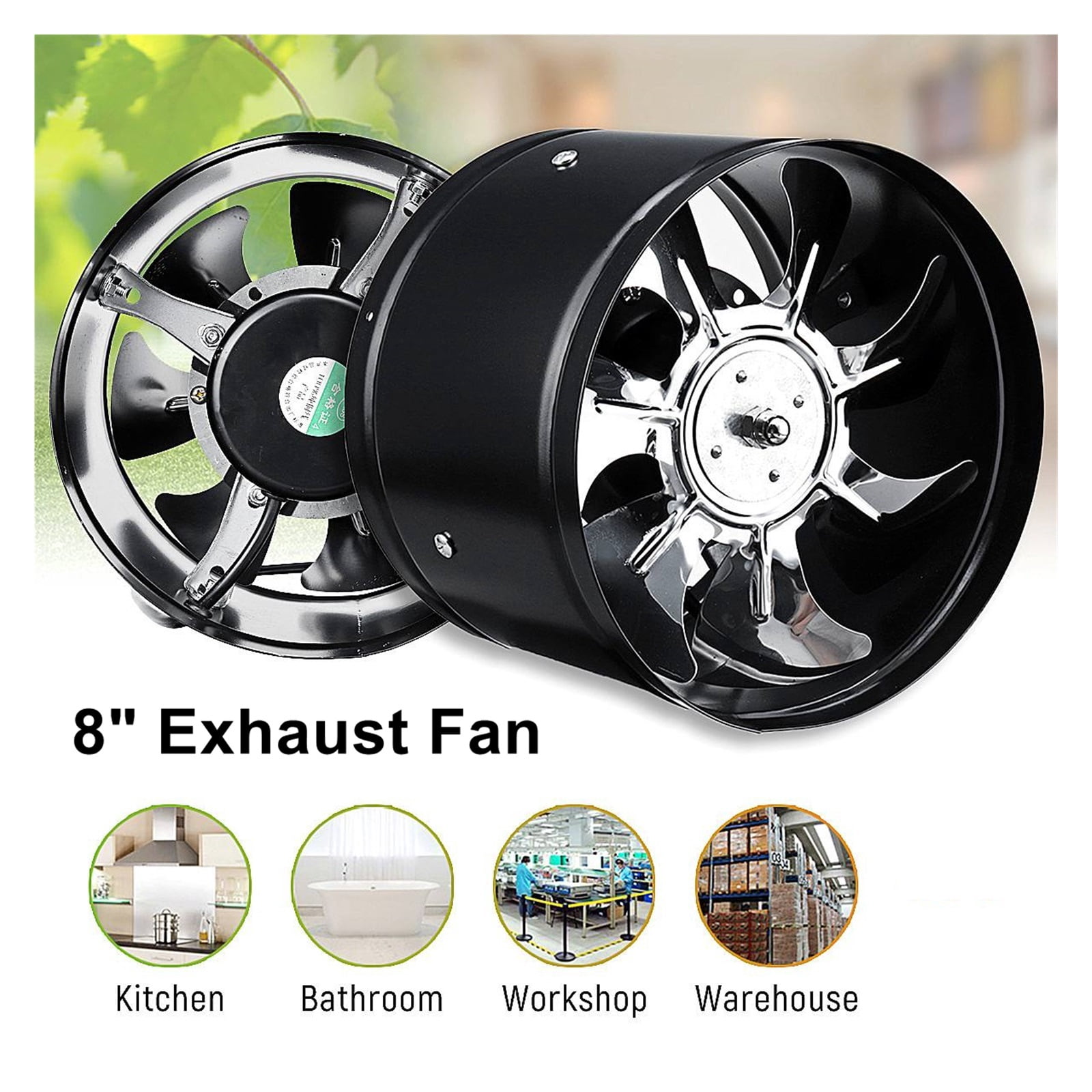 Exhaust Fan Home Silent Inline Duct Fan Booster Bathroom Extractor Blower Pipe Air Ventilation System Kitchen Wall Fan ,Quiet and Water Resistant