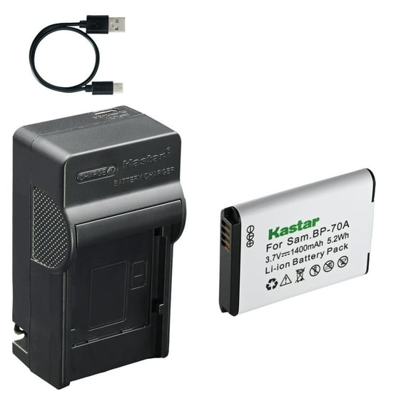 Kastar 1-Pack Battery and AC & USB-C Charger, Compatible with Samsung BP70A, AQ100 DV150F ES95 PL120 PL170 ST65 ST70 ST72 ST76 ST90 ST93 ST95 TL105 TL110 WB30F WB35F WB50F SL600 SL605 SL630 Cameras