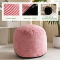 thumbnail image 3 of Round Stuffed Pouf Ottoman, Corduroy Poufs with Foam Chunk Filling, Furry and Fluffy Pouf Foot Stool Storage Ottoman, 20 X 15 Floor Poufs Foot Rest for Living Room, Pink, 3 of 13