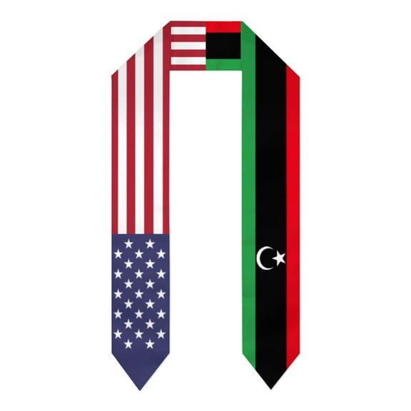 Libya & USA United States Flag Shawl Sash Stole Graduation Shawls Wraps Scraf For International Study