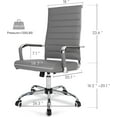 thumbnail image 3 of Home Office Chair Ribbed, Modern Leather Conference Room Chairs, Ergonomic Office Desk Chair, High Back Executive Computer Chair, Adjustable Swivel Chair with Arms (Grey), 3 of 16