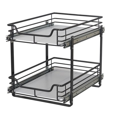 UPC: 0040071122188 | Household Essentials Glidez Slide Out Cabinet Organizer  14.5” Wide  Durable Matte Black Steel Frame  Dual Baskets and Smooth Glides  Heavy-Duty and Space-Optimizing  Simple Assembly and Installation