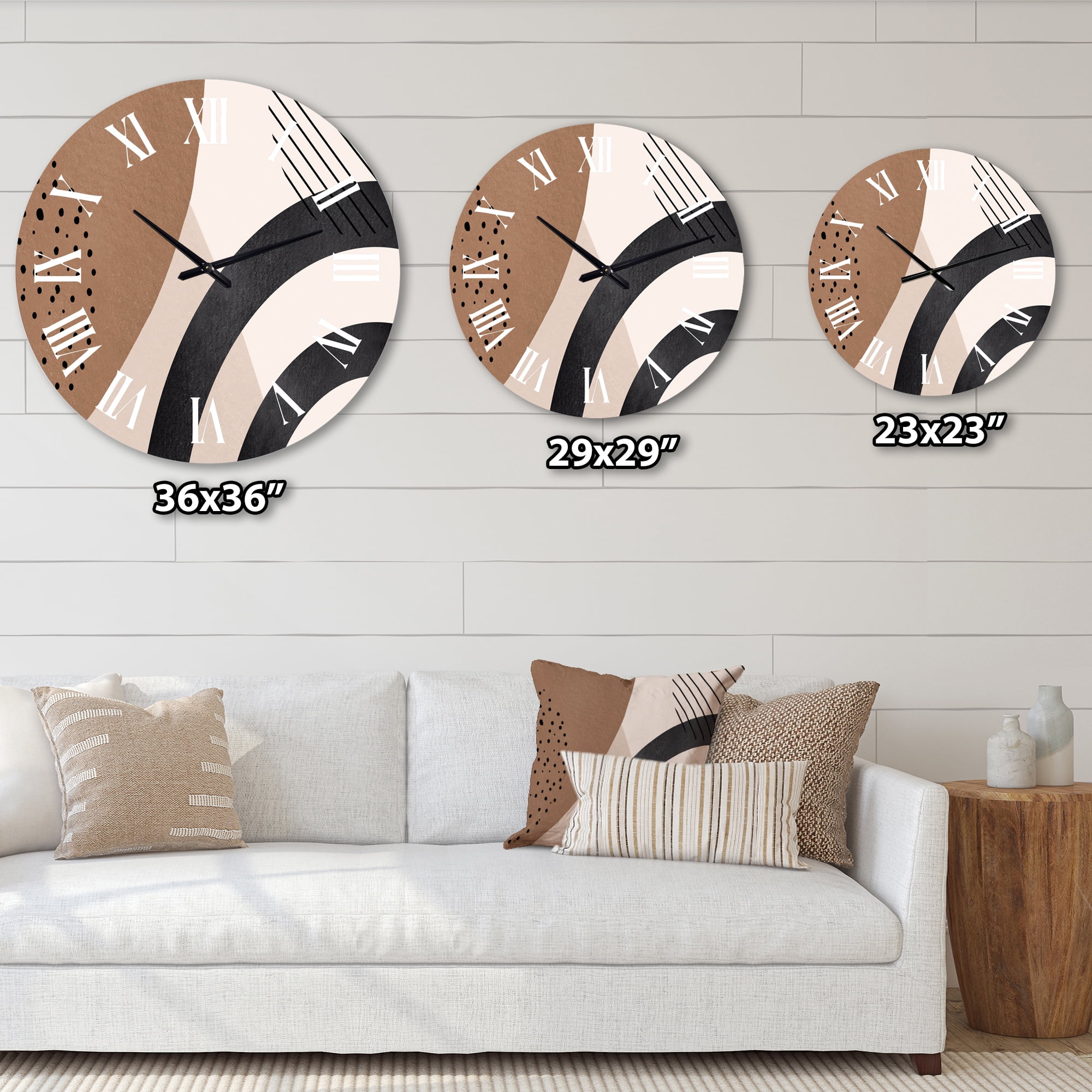 Designart 'Abstract Shapes In Terracotta And Ivory Shapes Iii' Modern Wall Clock
