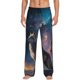 thumbnail image 1 of Fotbe Night Sky Wolf Pantalones de Pijama para Hombre, Pantalones de Dormir, Pantalones de Casa con Cintura Ajustable y Bolsillos-3X-Large, 1 of 6