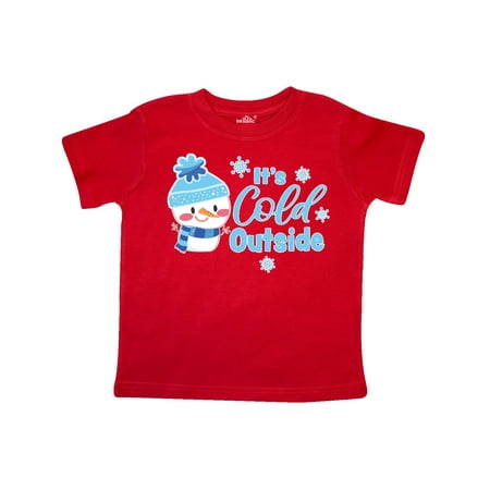 

Inktastic It s Cold Outside with Cute Snowman and Snowflakes Gift Toddler Boy or Toddler Girl T-Shirt