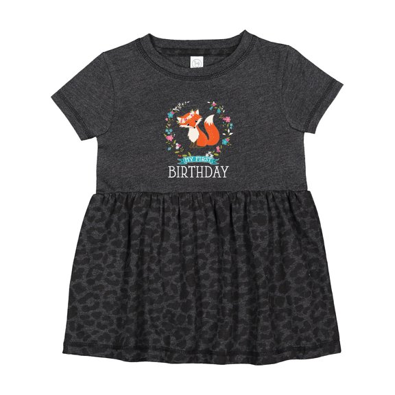 Inktastic First Birthday 1 Year Old Girl Fox Girls Baby Dress
