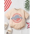 thumbnail image 2 of Independence Day Infant Baby Girl Boy Romper, Summer Short Sleeve Round Neck America Letters Print Casual Party Street Bodysuit, 2 of 9