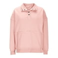 thumbnail image 3 of Uootdi Women's Casual Henley Neck Sweatshirt Long Sleeve Button-Up Pullover Top with Pocket Multiple Colors for Daily Wear Pink Women Top, 3 of 5