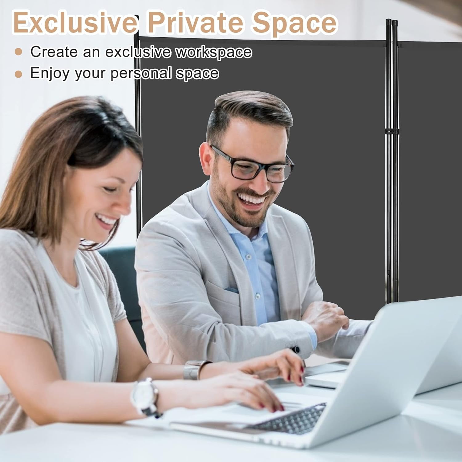 CL.HPAHKL 3 Panel Room Divider 6 Ft Tall, Folding Privacy Screen Portable Room Partition for Bedroom, Living Room & Office, Easy to Move and Set Up, Grey