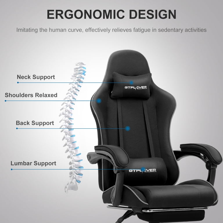 GTPLAYER Fabric Gaming Office Chair with Lumbar Massage Pillow