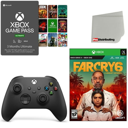 Microsoft Controller for Xbox Series X, Xbox Series S, and Xbox One - Carbon Black - Far Cry 6 Standard Edition, 3-Month Game Pass Ultimate and Microfiber Cleaning Cloth