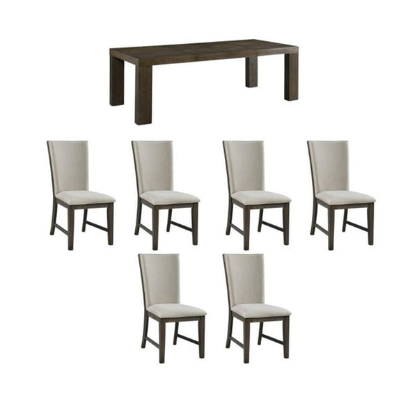 Bowery Hill Contemporary 7PC Dining Set with Table & Six Slat Back Chairs
