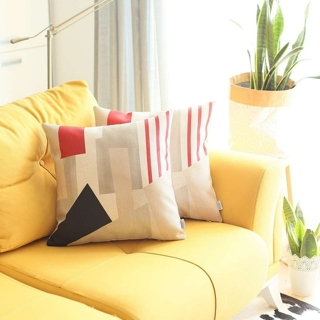 homeroots Décor 392819 Lot de 2 Housses de Coussin Imprimées Rouge et Ivoire
