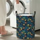 thumbnail image 5 of Balery Hawaiian Style Cesta de ropa redonda con asas, impermeable, independiente, para ropa, juguetes, dormitorio y familia-Medium, 5 of 6