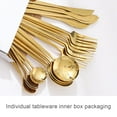 thumbnail image 3 of maskred 24Pcs Stainless Steel Set Spoon Flatware Dishwasher Gold Present Fork Box Portable Accessory Party Green and Gold Gold, 3 of 6