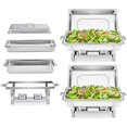 thumbnail image 2 of WILPREP 2pc Chafing Dish Buffet Set, Chafing Dishes for Buffet with 4 Full Size Food Pans, Chafing Dish Set with Foldable Frame, Food Grade Stainless Steel Food Warmers for Parties Buffets Banquets, 2 of 4