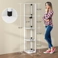 thumbnail image 3 of Corner Shelf with Light, Floor Lamps with Shelves for Living Room, Small Space, Modern Home Decor Stand Sturdy 5-Tier Corner Bookshelf Cabinet Display Shelf for Collectibles, White, 3 of 15