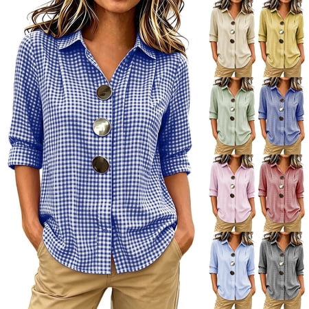 AnuYalue Plus Size Long Sleeve Shirts for Women Casual V Neck Tops Loose Fit Dressy Work Blouses Going Out Tunic Shirt