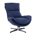 thumbnail image 1 of Retro Chair Padded Seat with Aluminum Alloy Base Comfortable Swivel for Reading Living Room, Accent Fabric Glider Chair Upholstered with High Back for Bedroom (Blue), 1 of 8
