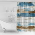 thumbnail image 2 of Blue Brown Shower Curtain, 48" x 72", Wood Grain Oil Painting Vintage Abstract Art Waterproof Bathroom Curtain Washable Shower Curtain Set with 12 Hooks, 2 of 6