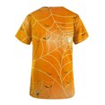 thumbnail image 4 of Shldybc Happy Halloween Womens Nursing Scrubs Tops Working Uniform Short Sleeve V Neck Pumpkin Spiders Ghost Holiday Print Tunic Scrubs Workwear Blouse Scrubs Tops with Pockets-Yellow, 4 of 5