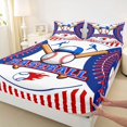 thumbnail image 3 of Homewish Kawaii Baseball Lover Queen Sheet Sets for Boys, Blue Red Stripes Abstract Flat Sheet, Sports Theme Queen Fitted Sheet, Breathable Home Decor, 4 Pieces, 3 of 7