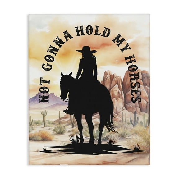 Stupell Industries Not Gonna Hold My Horses People Painting Wrapped Canvas Art Print Wall Art, 16 x 20