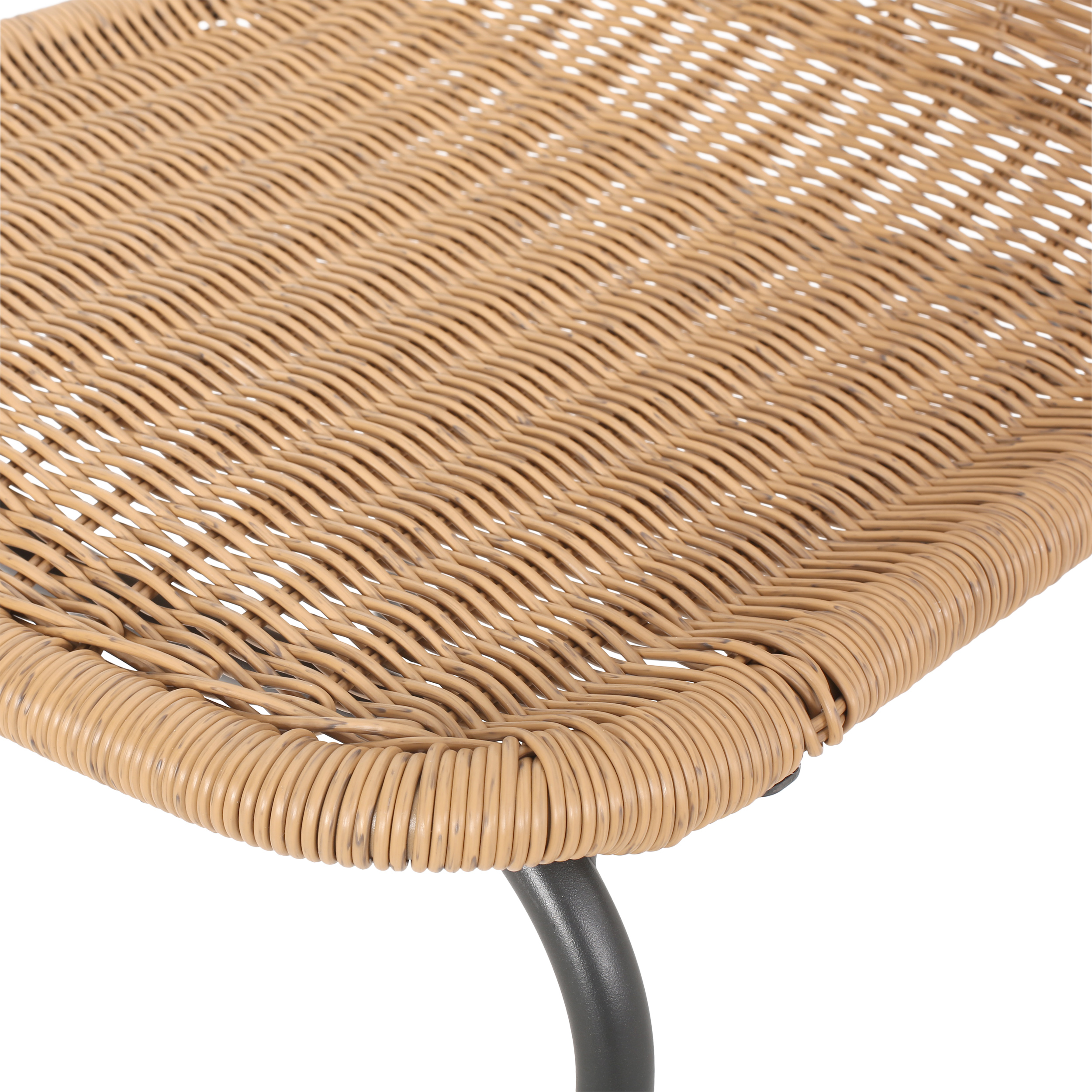 Kaceon Outdoor Boho Wicker 3 Piece Chat Set, Light Brown and Black