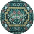 thumbnail image 1 of Ahgly Company Indoor Round Medallion Light Blue French Area Rugs, 3' Round, 1 of 4