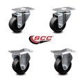 thumbnail image 2 of 3.5 Inch Soft Rubber Wheel Swivel Top Plate Caster Set with 2 Rigid SCC, 2 of 2
