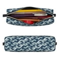 thumbnail image 2 of Pofeuu A Japanese Great Wave Print Leather Pencil Case, Leather Pencil Pouch Large Capacity, Big Pencil Pouch with Zipper Vintage Pen Bag Fountain Pen Holder, 2 of 7