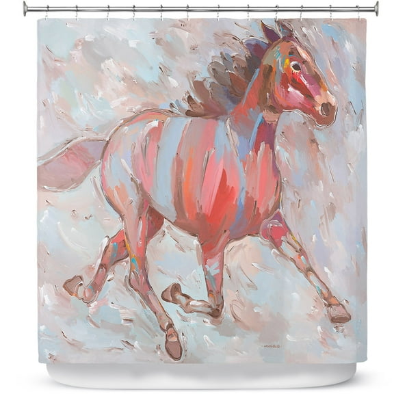 Shower Curtains 70" x 84" from DiaNoche Designs by Hooshang Khorasani - Full Stride Ahead Horses