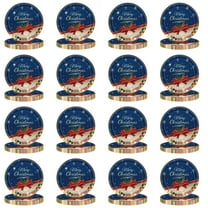 Merry Christmas Paper Plates, 9 inch Blue, Surprise Gift Garland, Vintage Fashioned, Lunch Dinner Plates, Dessert, Bread Fruits, Disposable Dinnerware Party Supplies, BBQ Picnic Favor