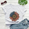 thumbnail image 4 of Fshinging Plus Size Tops For Women Independence Day Sunflower Print Short Sleeve O-Neck Casual Summer Vintage T-Shirts, 4 of 5