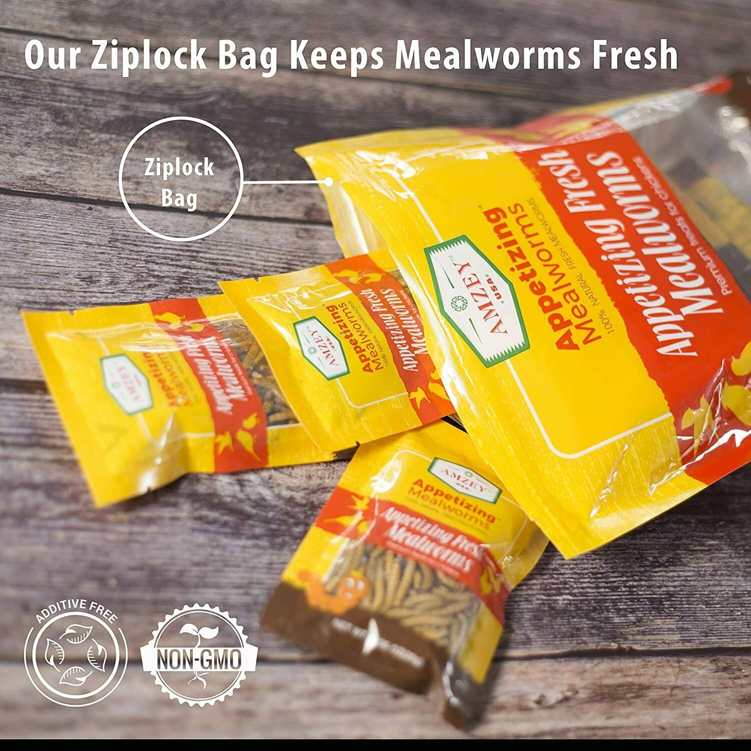 Amzey 2 Pack 8.4 oz 100% Non-GMO Fresh Mealworms, High-Protein Treats for Duck, Fish, Turtle, Chicken, Wild Bird, Crested Gecko, Reptile Food, 16.8 oz (24 Bags)
