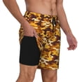 thumbnail image 2 of Yiaed Desert Camouflage Print Mens Swim Trunks Bathing Suit Compression Liner Beach Swim Shorts Swimwear Quick Dry Zipper Pocket No-Chafing Board Short-, 2 of 6